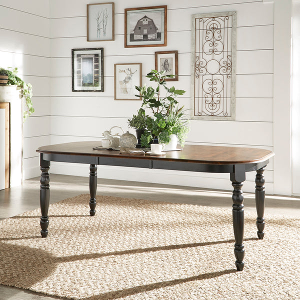 Antique Two-Tone Extending Dining Table - Antique Black