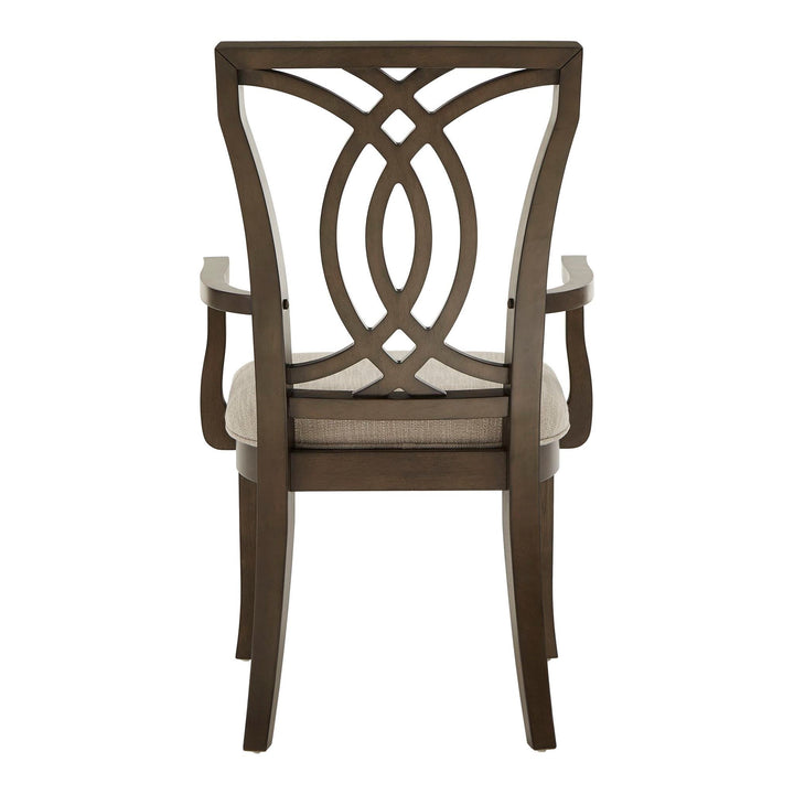 Dark Walnut Finish and Fabric Dining Chairs (Set of 2) - Arm Chair