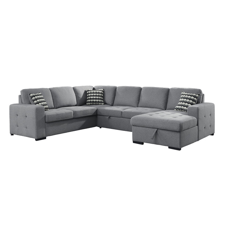 4-Piece Sectional with Pull-out Bed and Right Chaise with Hidden Storage