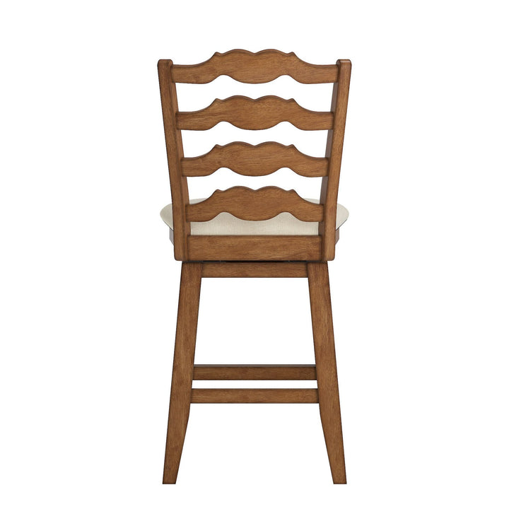 French Ladder Back Counter Height Swivel Stool - Oak Finish