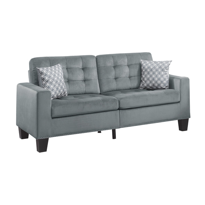 Sofa, 2 Pillows, Grey 100% Polyester