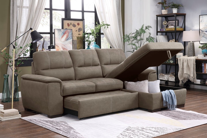 2-Piece Sectional with Pull-out Bed and Right Chaise with Hidden Storage