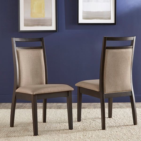 Espresso and Grey Linen Dining Chair (Set of 2)