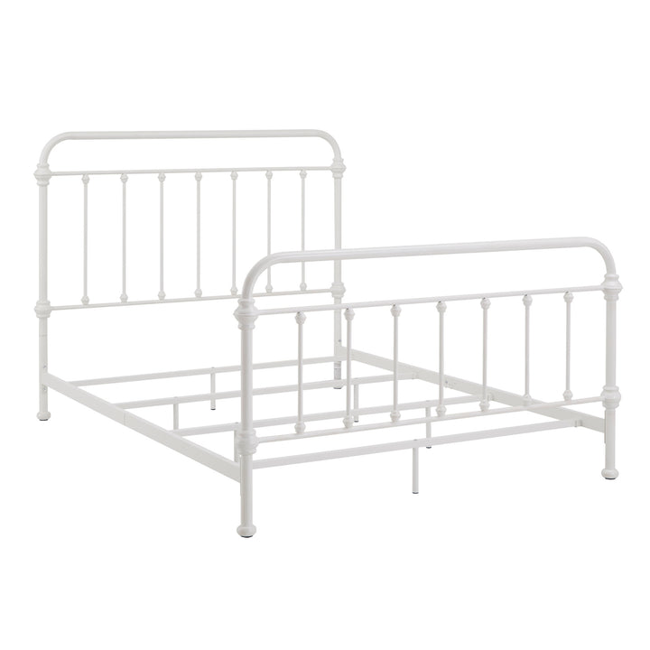 Antique Graceful Victorian Iron Metal Bed - Antique White, Queen