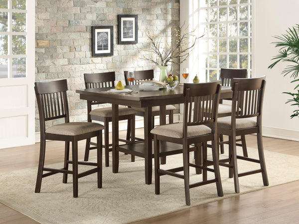Counter Height Table With Lazy Susan - Dark Brown