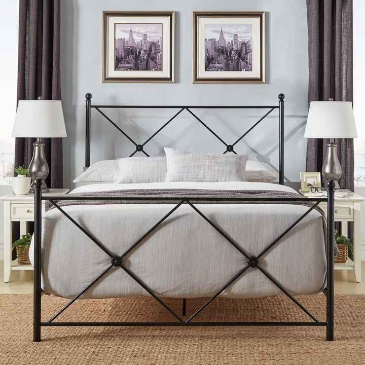 Double X Black Metal Bed - Queen