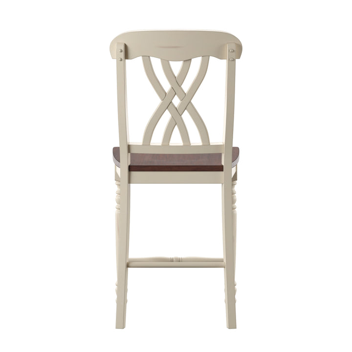 Two-Tone Counter Height Chairs (Set of 2) - Antique White, Scroll Back