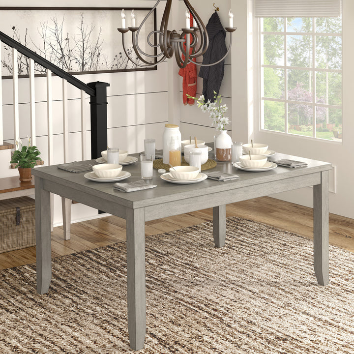 Solid Wood Rectangular Dining Table with Two Drawers - Antique Gray