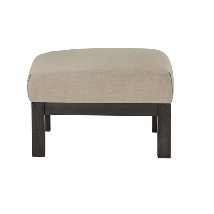 Mission-Style Wood Accent Chair with Ottoman - Beige Linen, Dark Gray Finish