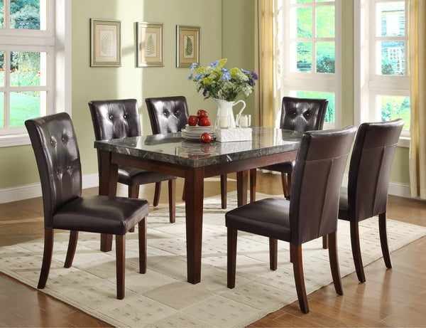 Decatur Espresso Finish Dining Table with Marble Top