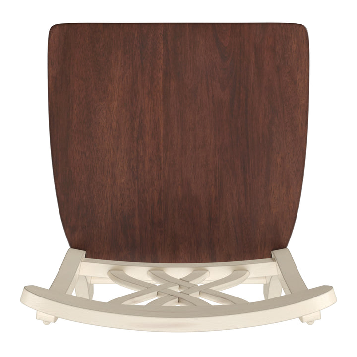 Two-Tone Counter Height Chairs (Set of 2) - Antique White, Scroll Back