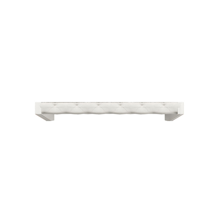 Faux Leather Crystal Tufted Headboard - Ivory White, Queen