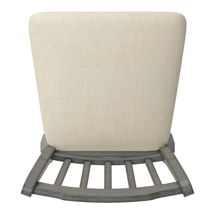 Slat Back Bar Height Wood Swivel Bar Stool - Antique Grey Finish