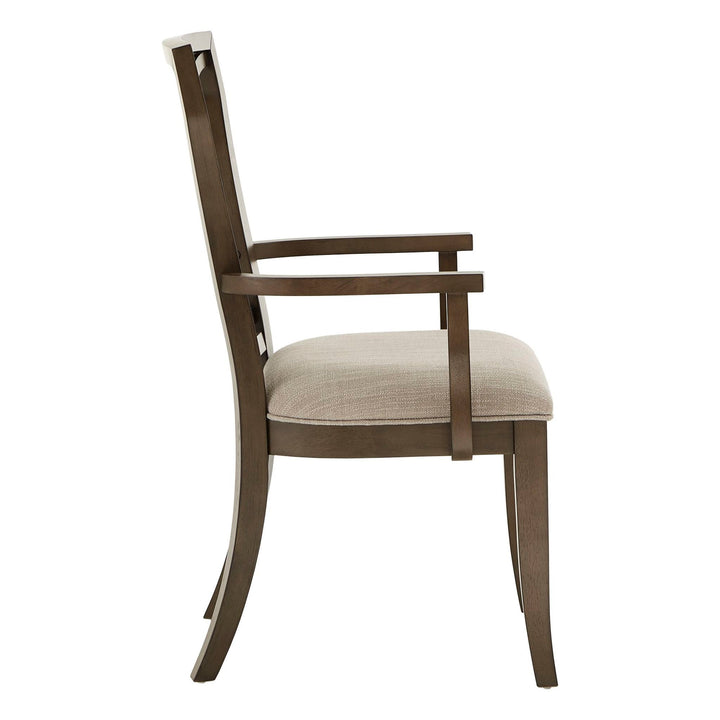 Dark Walnut Finish and Fabric Dining Chairs (Set of 2) - Arm Chair