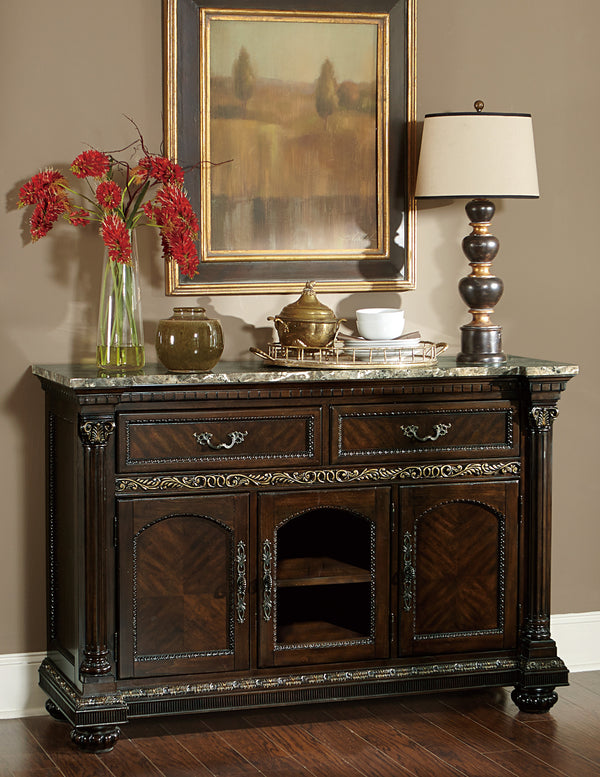 Russian Hill Cherry Finish Server with Faux Marble Top