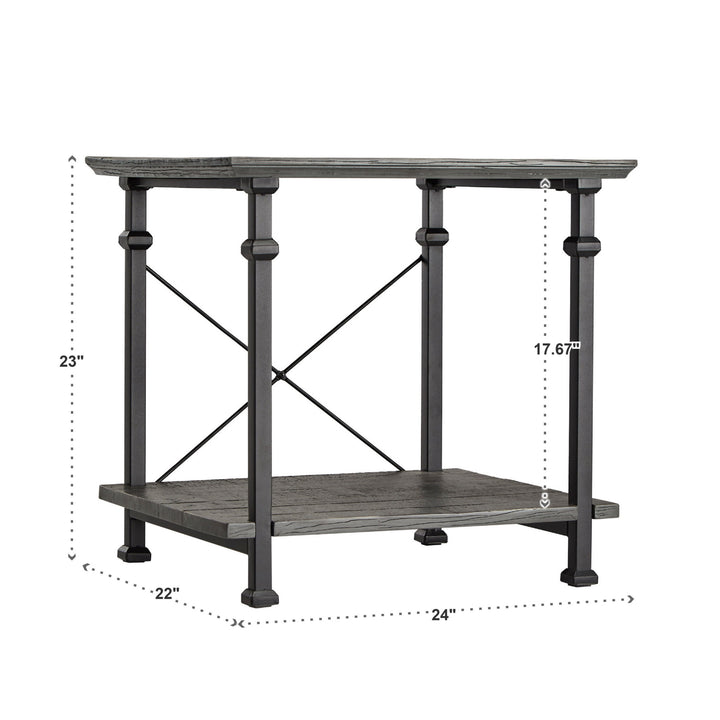 Vintage Industrial End Table - Grey Finish