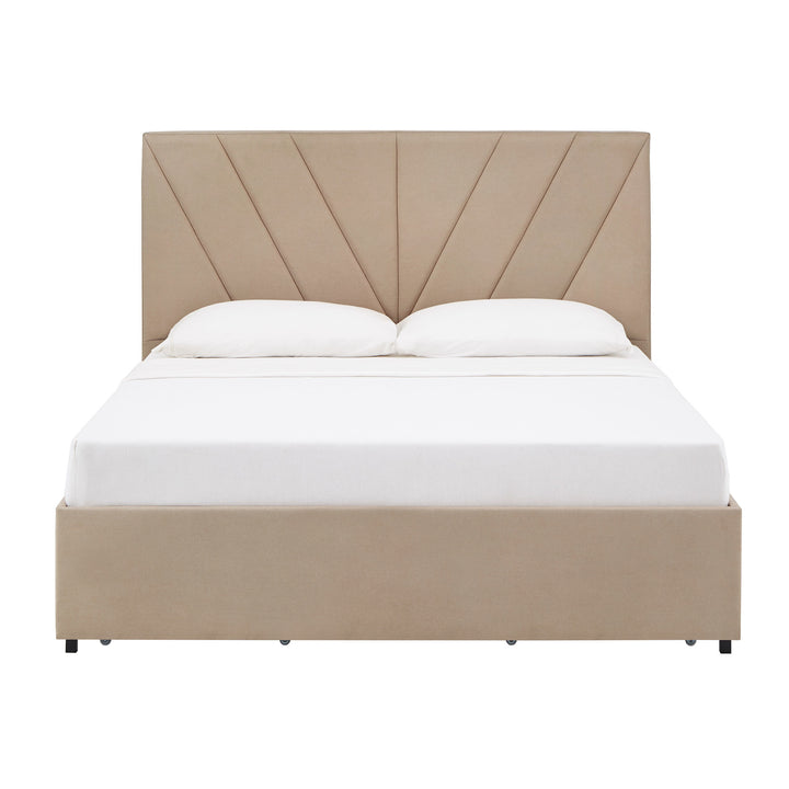 V-Channel Headboard Storage Platform Bed - Queen Size