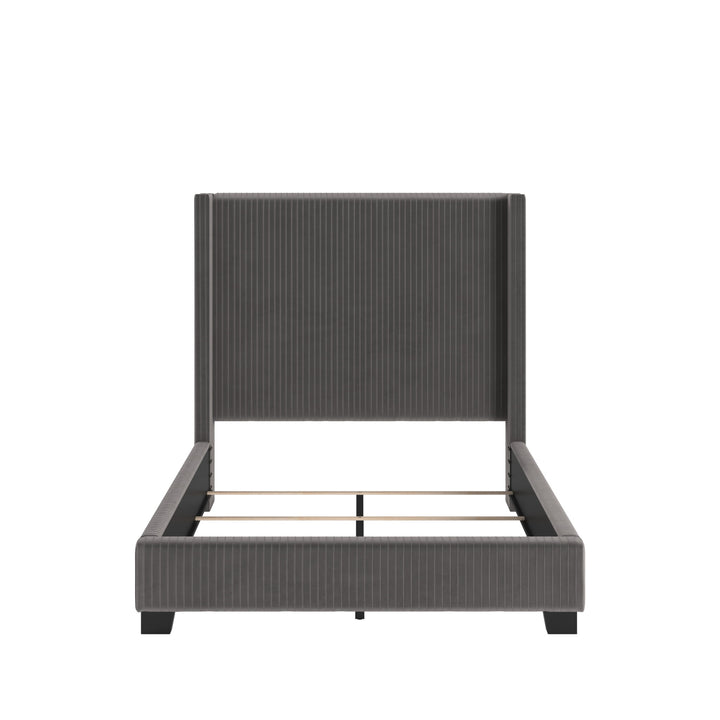 Wingback Upholstered Bed - Gray, Full
