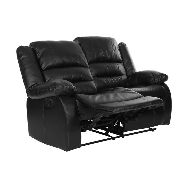 Double Reclining Loveseat, Black P/U