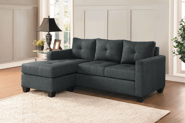 Reversible Sofa Chaise, Dark Grey Linen-Like Fabric