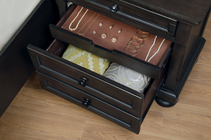 Grey Finish Nightstand with Hidden Drawer