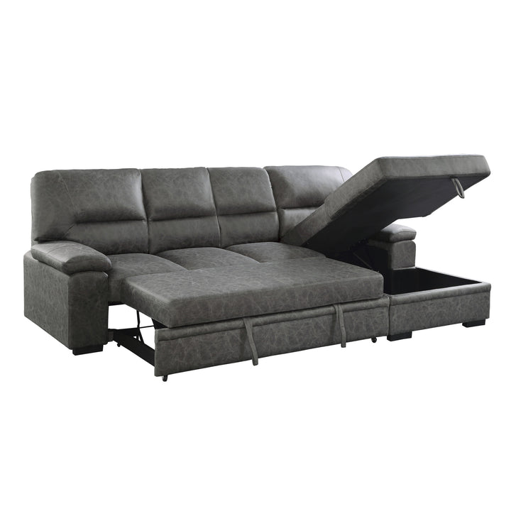 2-Piece Sectional with Pull-out Bed and Chaise with Hidden Storage