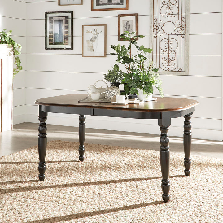 Two-Tone Extending Dining Table - Antique Black