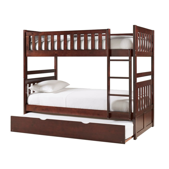Dark Cherry Finish Kids' Bunk Bed - Twin over Twin, Bunk Bed with Trundle