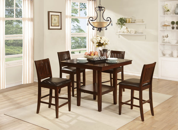 Galena Warm Cherry Finish 5Pc Pack Counter Height Set