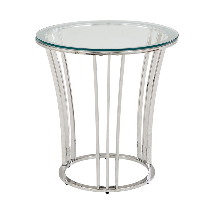  Chrome Finish Table with Glass Top - End Table