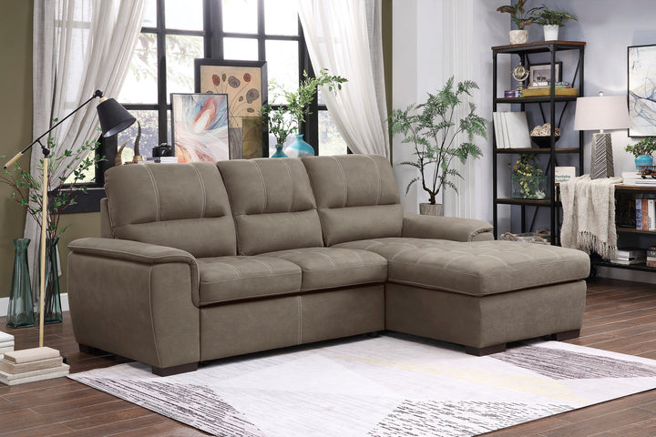 2-Piece Sectional with Pull-out Bed and Right Chaise with Hidden Storage