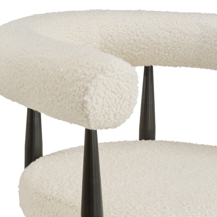 Black Finish Metal Ivory White Boucle Dining Chair (Set of 2)