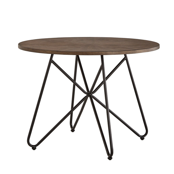 Distressed Walnut Finish Round Dining Table