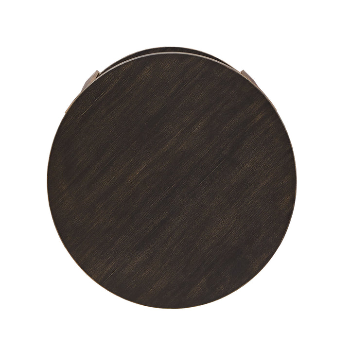 Wood and Metal T-Brace Round End Table