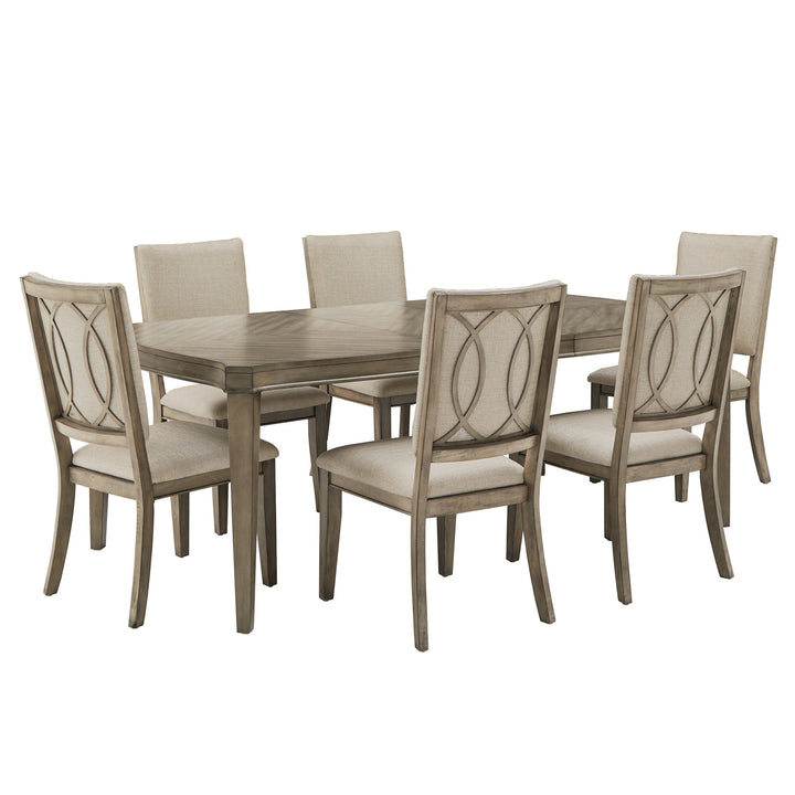 Antique Taupe Wood Extending Dining Set - 7-Piece