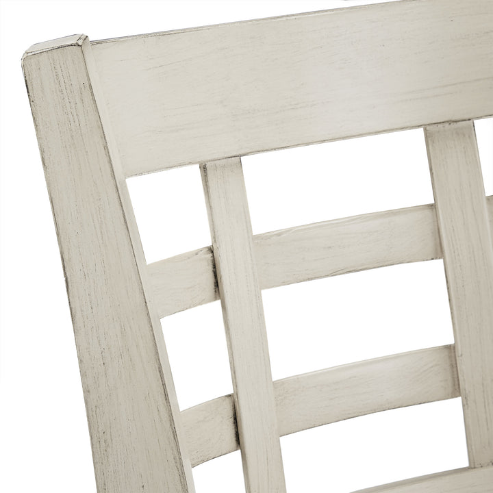 Window Back 24"H Swivel Counter Height Stool - Antique White Finish, Gray Linen