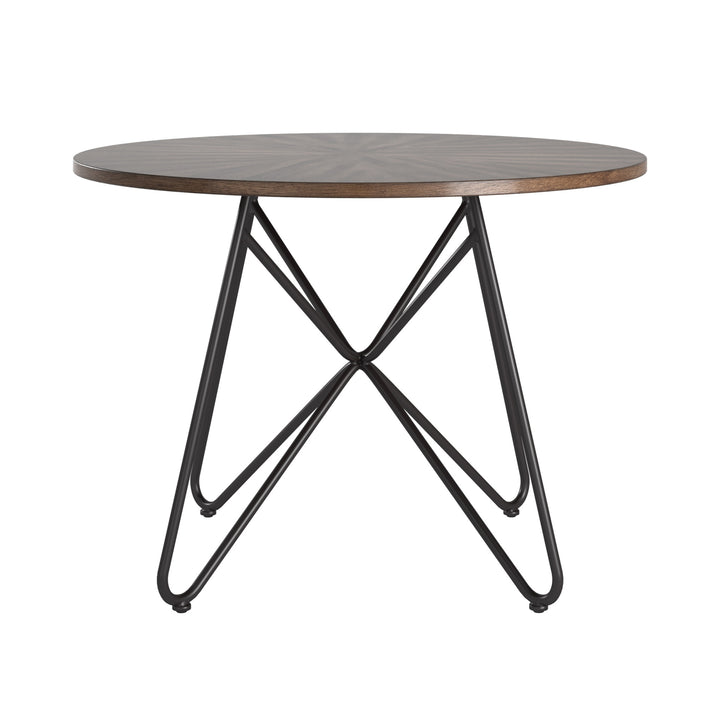 Walnut Finish Round 5-Piece Dining Set - High Back Chairs