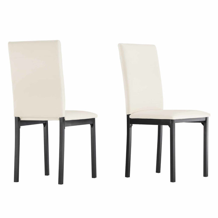 Metal Upholstered Dining Chairs - White Faux Leather, Set of 2