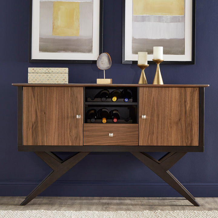 Two-Tone Espresso and Walnut Finish Server