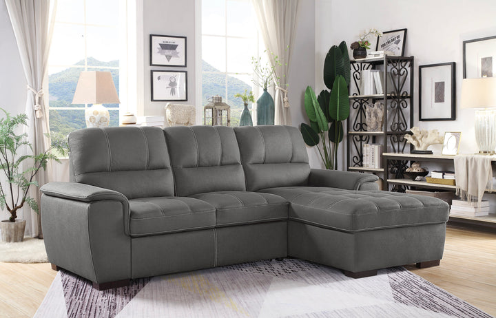 2-Piece Sectional with Pull-out Bed and Right Chaise with Hidden Storage