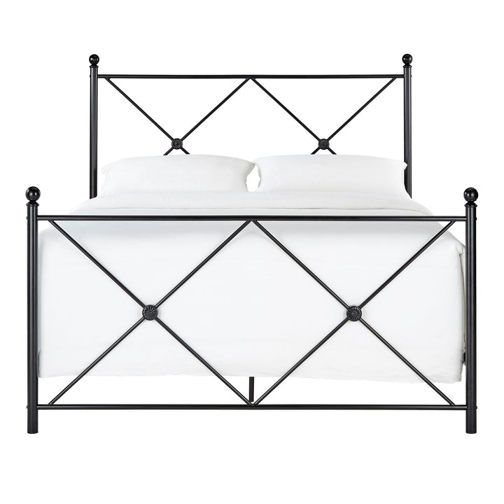 Double X Black Metal Bed - Queen