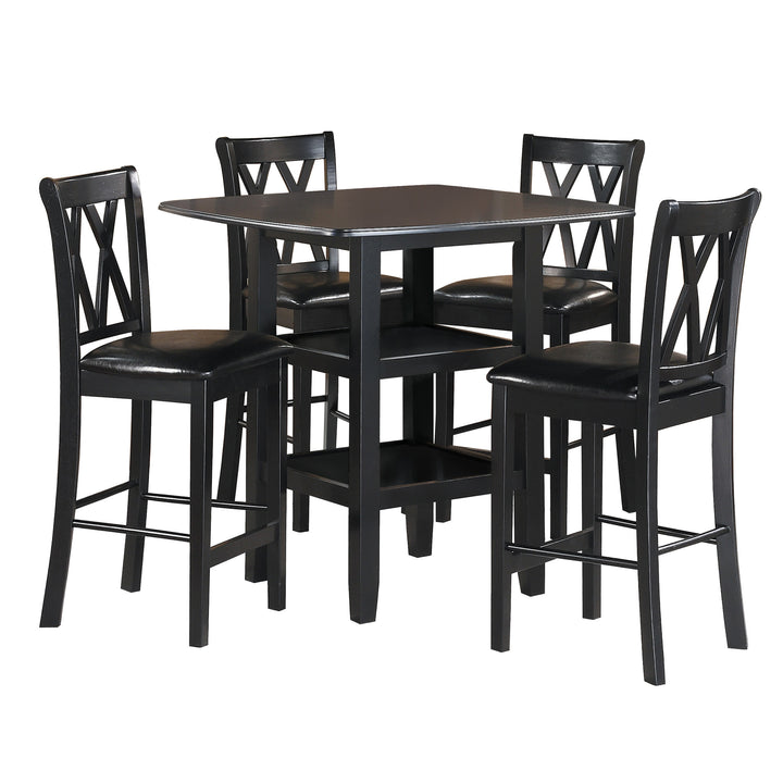 Norman Black Finish 5Pc Pack Counter Height Set