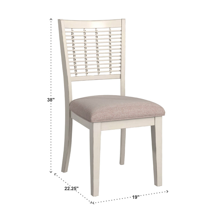 White Finish Wicker Dining Chair (Set of 2) - Brown Fabric