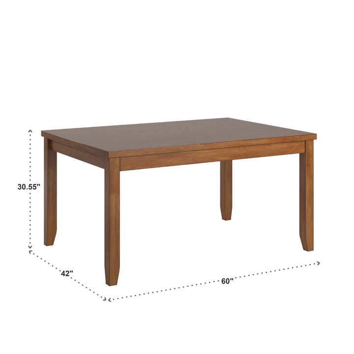 Solid Wood Rectangular Dining Table with Two Drawers - Oak Finish