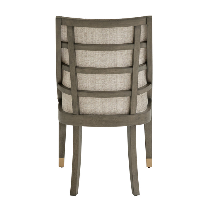 Brown Finish Gold Metal Beige Fabric Dining Chair (Set of 2)