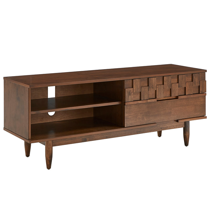 Mid-Century Wood 2-Drawer TV Stand - Brown Finish, 59-inch TV Stand