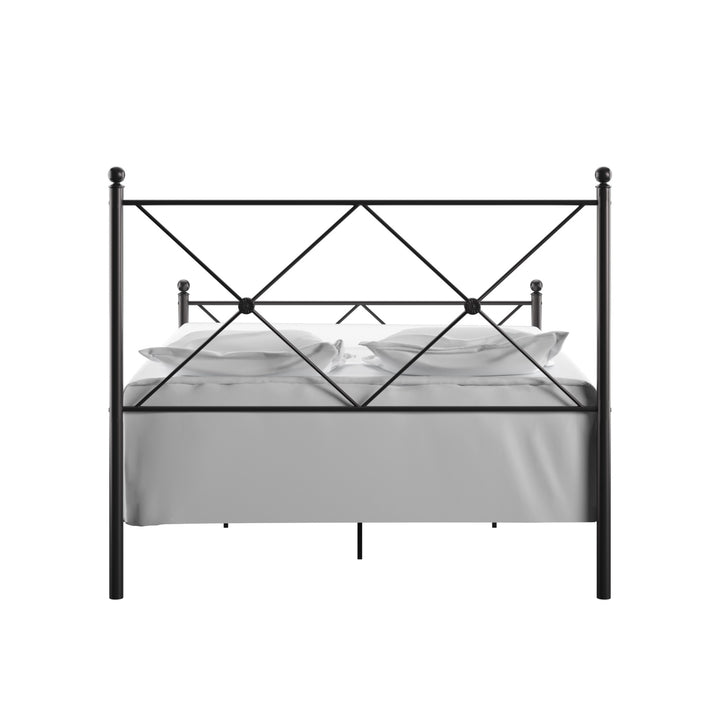 Double X Black Metal Bed - Queen