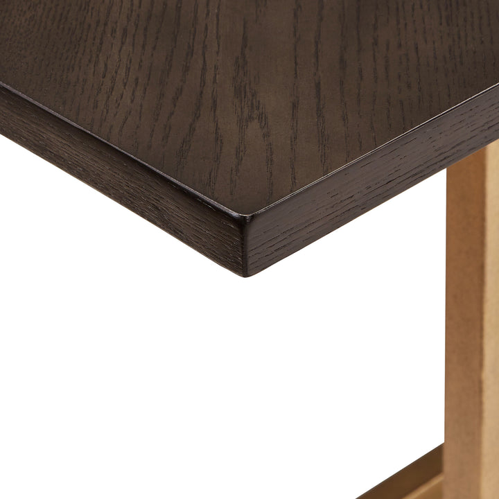 Charcoal Brown and Gold Finish 68-inch Rectangular Dining Table