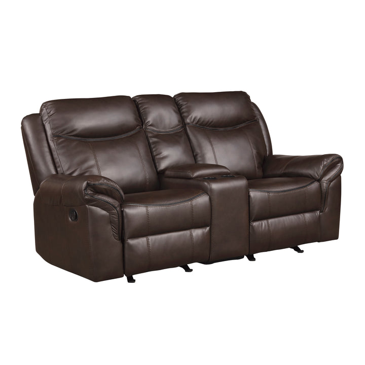 Double Glider Reclining Loveseat with Center Console, Receptacles & Usb Ports