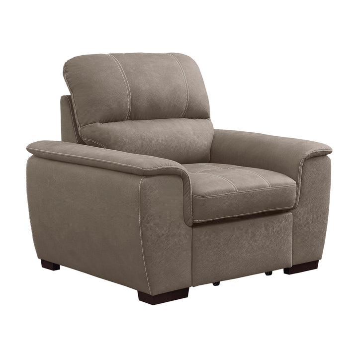 Chair with Pull-Out Ottoman, Taupe 100% Polyetser
